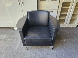 Single Seater Leather Accent Lounge Sofa