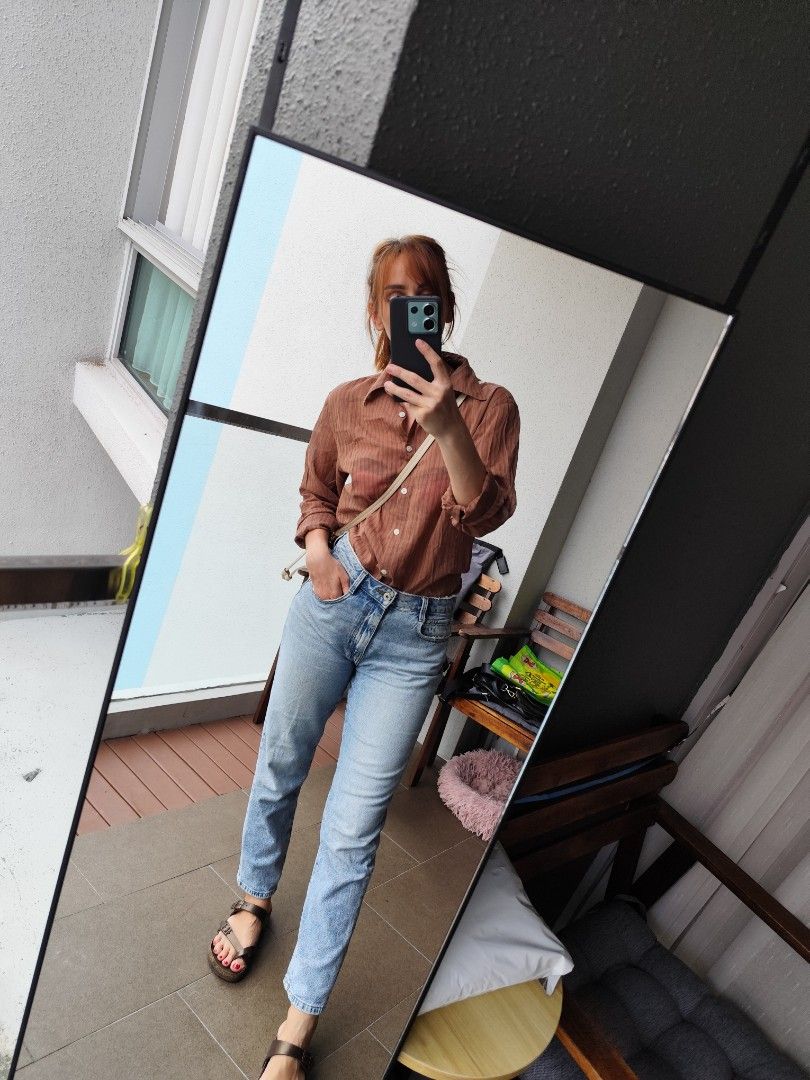 Uniqlo brown shirt, Women's Fashion, Tops, Blouses on Carousell