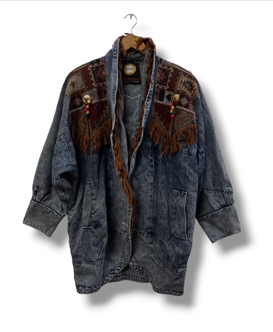 Vintage Stonewash Western Patchwork Jacket Women s Fashion Coats Jackets and Outerwear on Carousell
