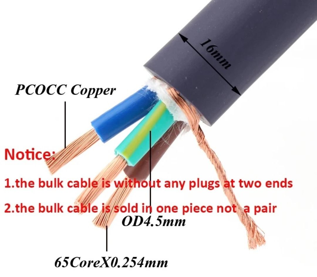 20 ampere x 1 metre HI-END 12AWG 3.2sq OFC copper EU AC Power Cable Schuko Audio power supply cable hi-end EU power cord cable63205803289475112