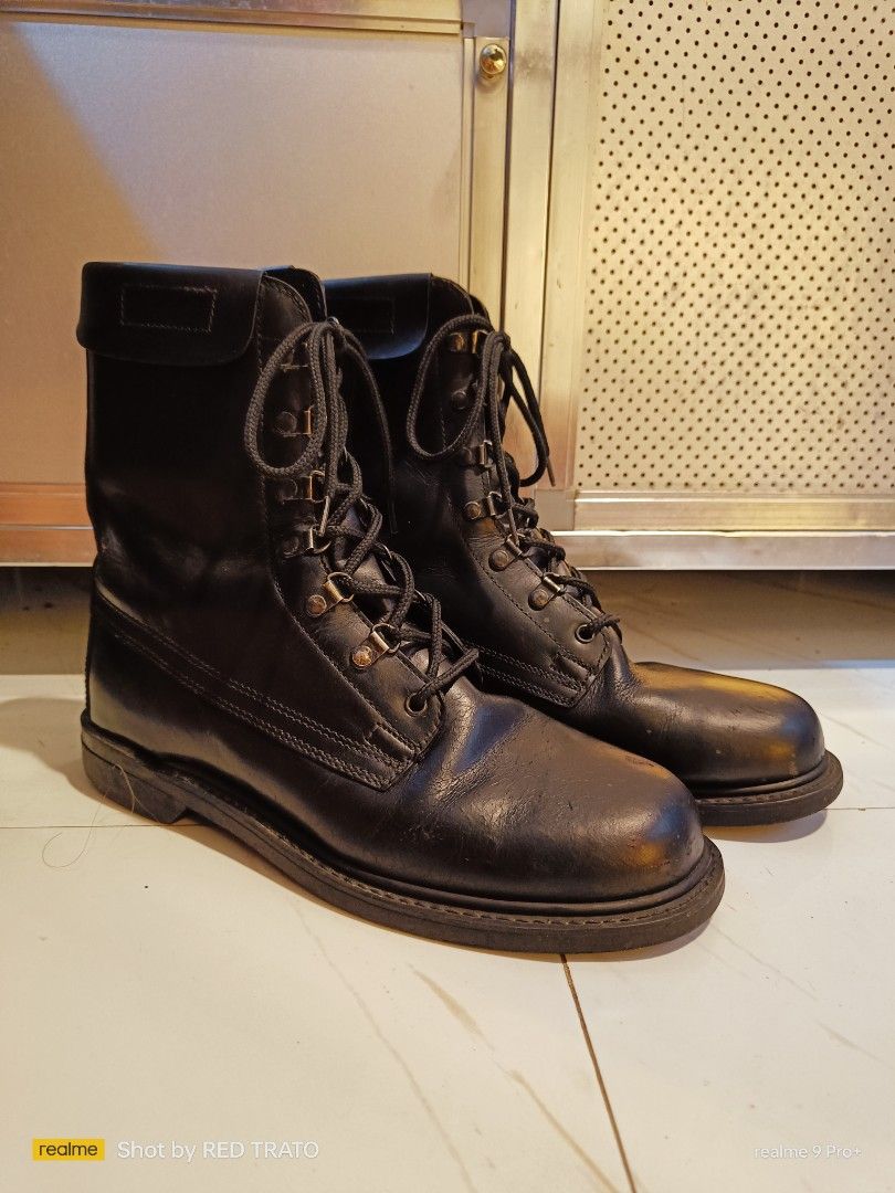 Vintage Addison Shoe Co. Black Biker Combat Boots Mens 8D BILTRITE 80s Made in USA Men s Fashion Footwear Boots on Carousell