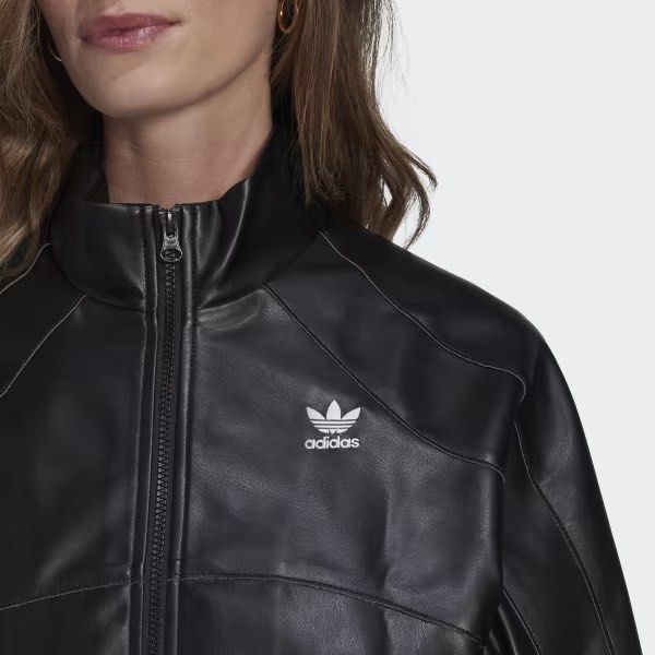 Adidas black top leather jacket