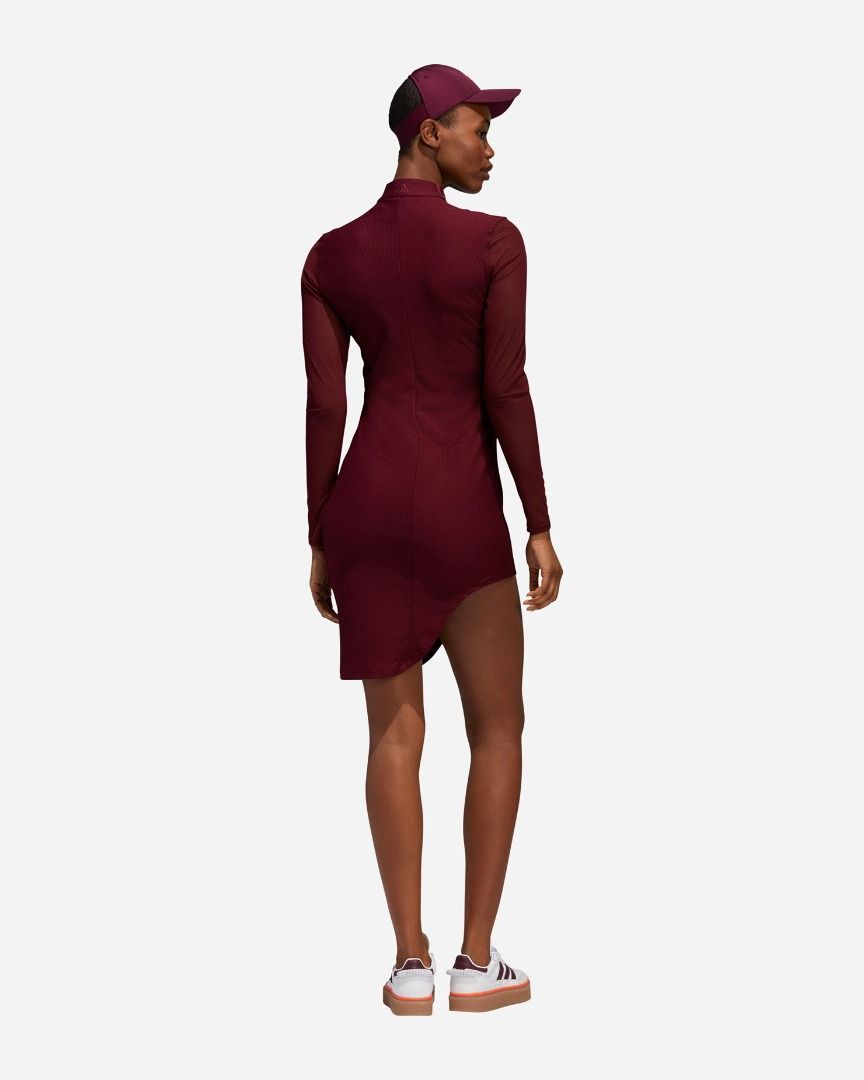 Adidas x IVY PARK bodycon asymmetric dress in maroon BRAND NEW