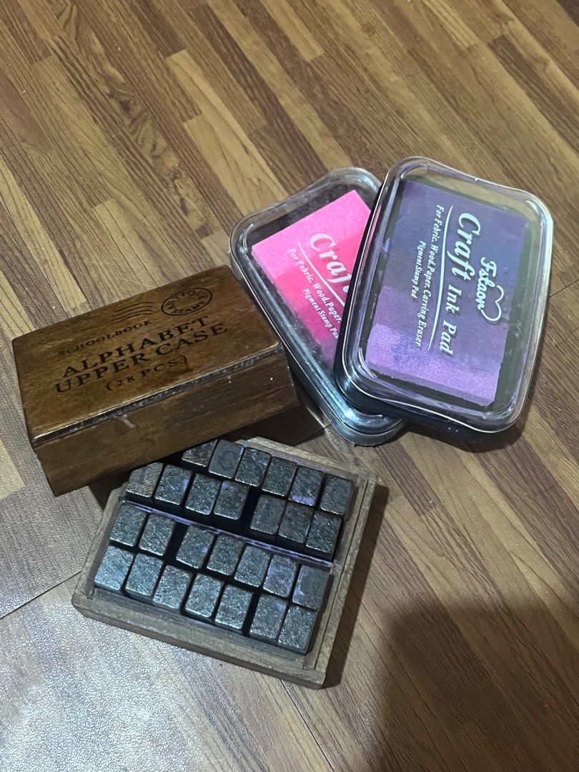 alphabet stamp and ink pad (Category: Craft Supplies & Tools) located in Quezon City. Submitted by declutter_xo (Listing ID 1291683166, Image 1). Description: with ink pad .