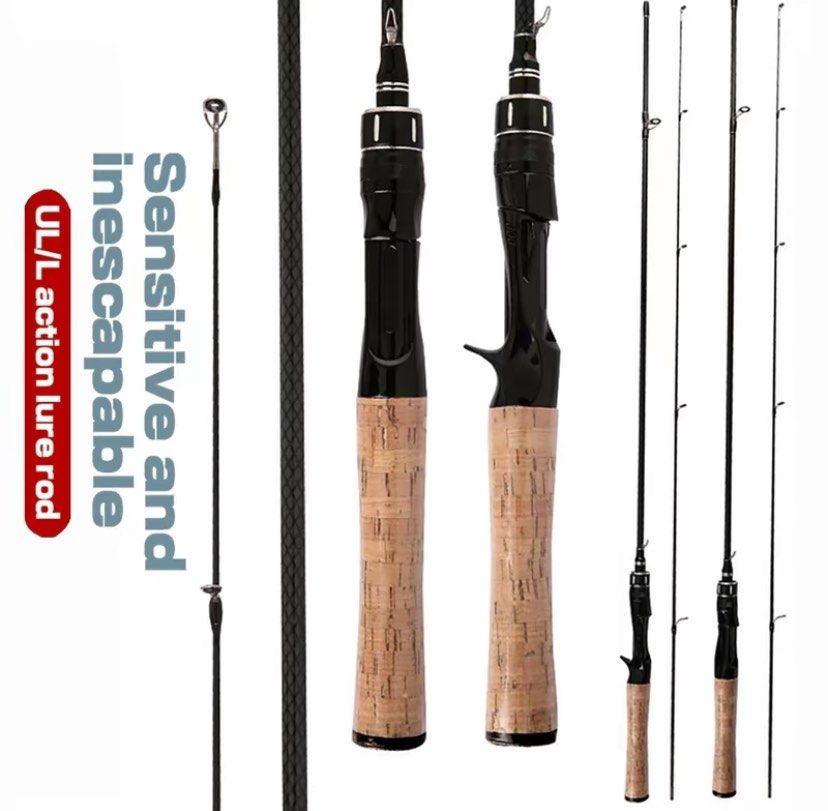 Casting and Spinning Lure Fishing Rod and Reel With Fishing Line
