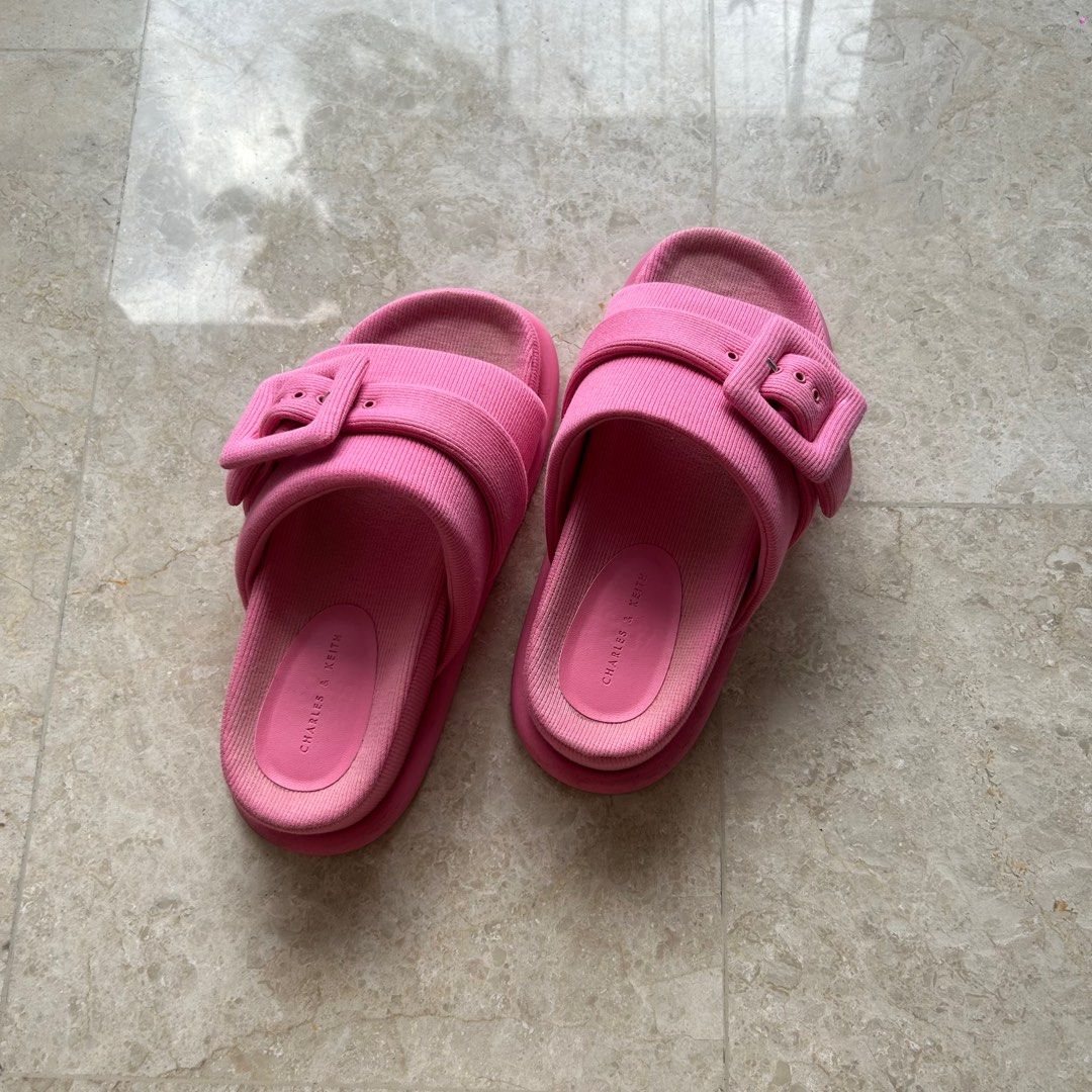 Charles & Keith Barbie Pink slider high heel sliders sandal flat