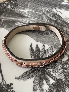 Coach rose gold chain leather bracelet