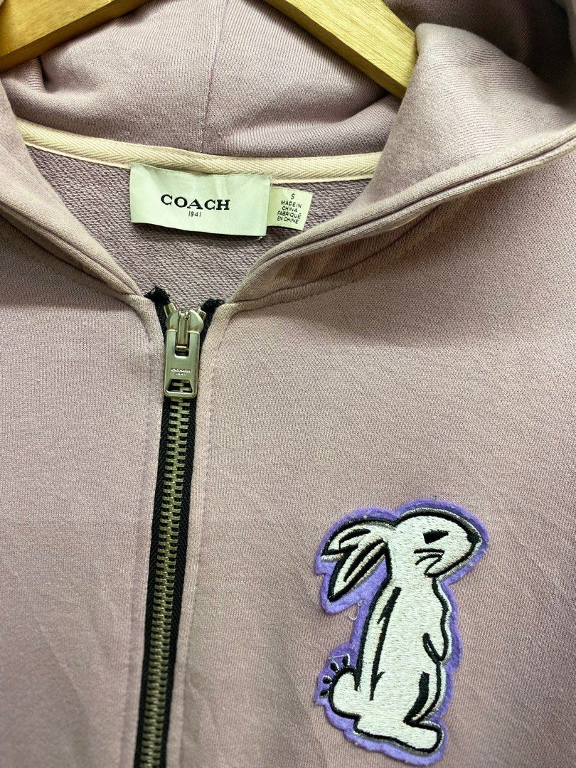 Coach x Selena Gomez Bunny Zip Front Hooded Sweatshirt Luxury Apparel on Carousell