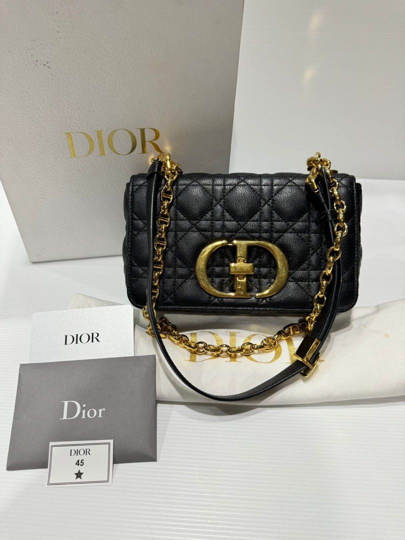 Miss Caro ホーボー ブラック ミニショルダーバッグ Miss Caro Mini Bag Cloud Blue Macrocannage Lambskin | DIOR