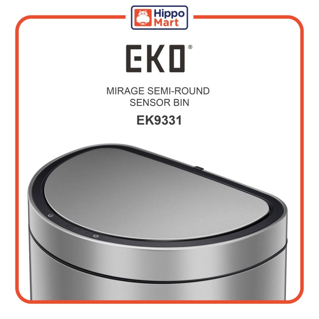 EKO Stainless Steel Semi-Round Motion Sensor Bin 47L