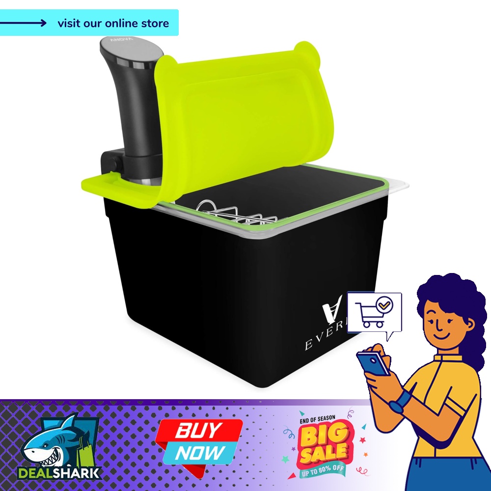 EVERIE Sous Vide Container with Universal Silicone Lid and Rack