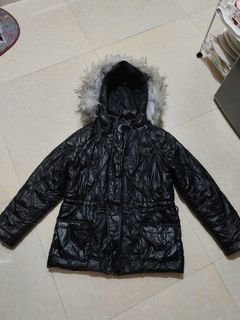 Faux Leather Puffer Jacket Parka with Dettachable Furr hoodie.