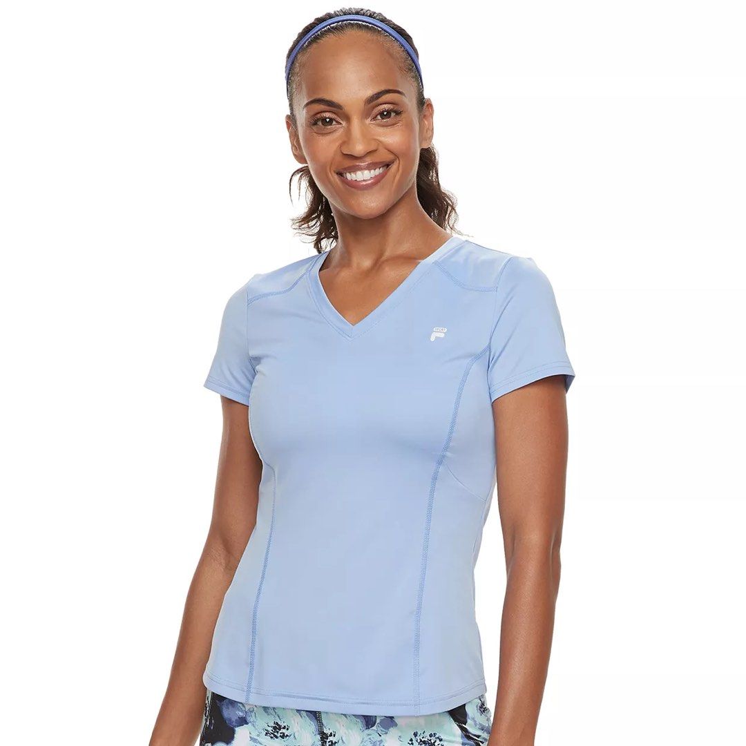 Fila sport blue short sleeve drifit gym Women s Fashion Tops Shirts on Carousell