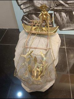 Fish harvest brass sculpture
