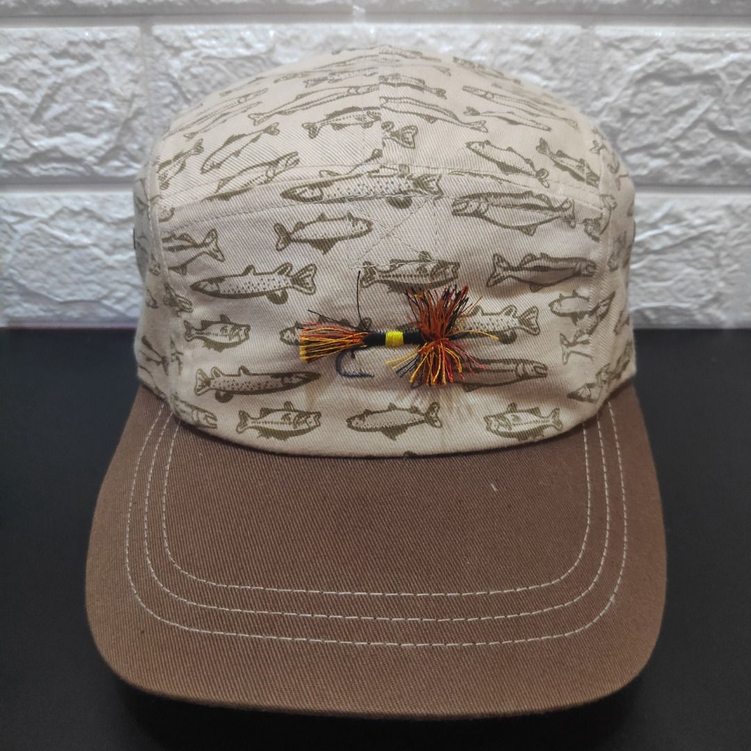 FLY FISHING Lure Full Print Trout Salmon Peak Peacock Bass Sturgeon Fish 5  Panel Cap, Men's Fashion, Watches & Accessories, Cap & Hats on Carousell