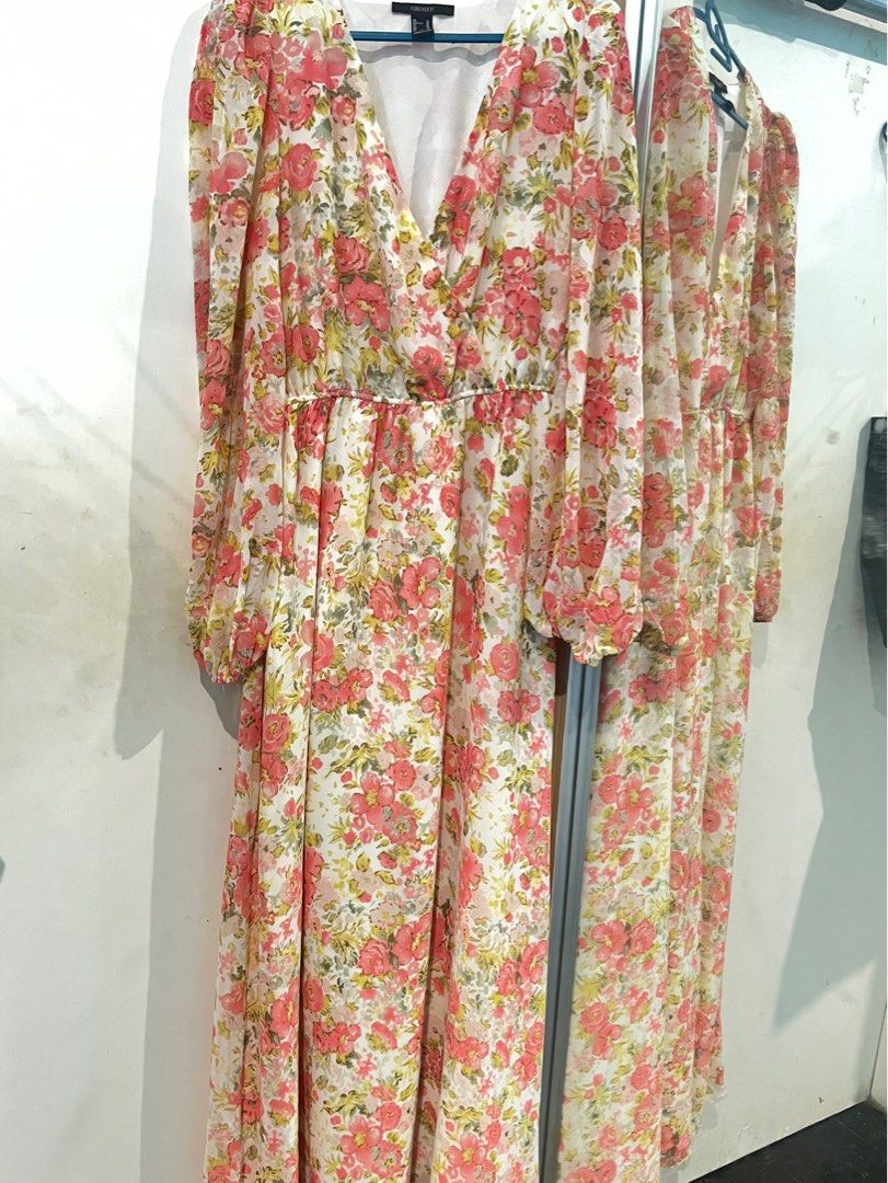 knee length dresses for ladies NWT Forever 21 Contemporary Sheer Floral Print Dress-Size Small – Second  Bite main image 0