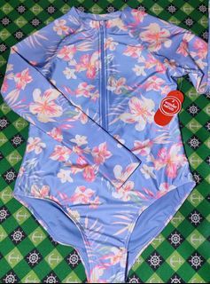 Girls Long Sleeve Zip 1-Piece Swimsuit from Wonder Nation, XL