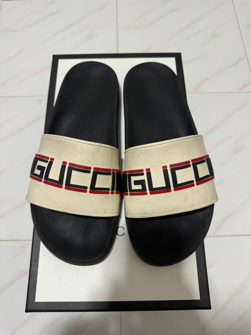 Gucci ecru slides sales