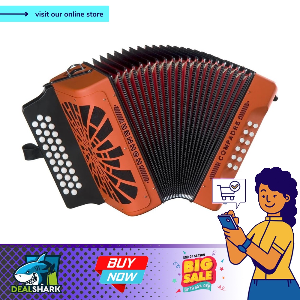 Hohner Compadre GCF Accordion Orange Orange Hobbies Toys