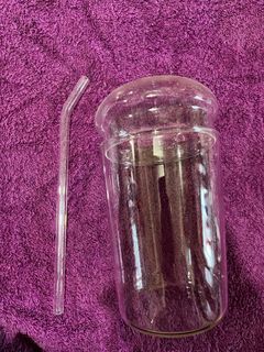 Iced Coffee Glass with glass straw