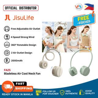 JISULIFE FA25 Bladeless Air Cool Neck Fan Leafless Travel Portable Hands Free Hanging Rechargeable Personal Outdoors Fan Bladeless Electric Mini Fan Mini Fan Bladeless Hanging Neck Fan use while Cooking Transportation School Working Park - VMI Direct