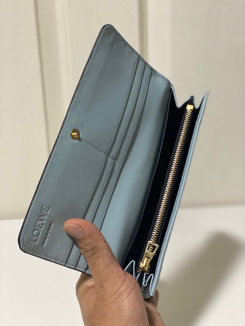 Loewe Continental Wallet -Soft Blue (Calf Leather), Luxury, Bags