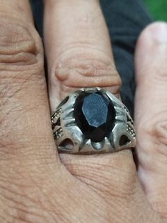 Men's ring onyx silver