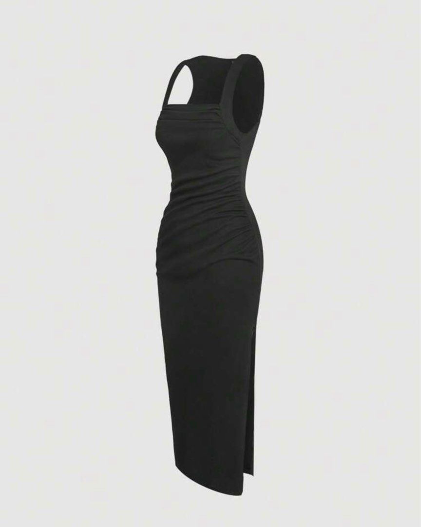 MOD Solid Split Thigh Ruched Dress (Category: Dresses) located in Singapore. Submitted by doodledoot (Listing ID 1291668044, Image 2). Description: EU 38 Bust: 78cm Hip size: 83.5cm Waist: 67cm.
