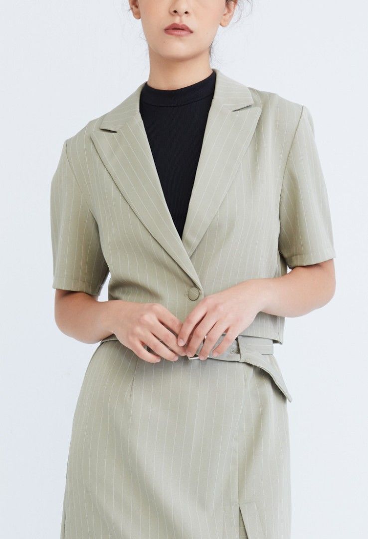 Vertical striped blazer womens discount