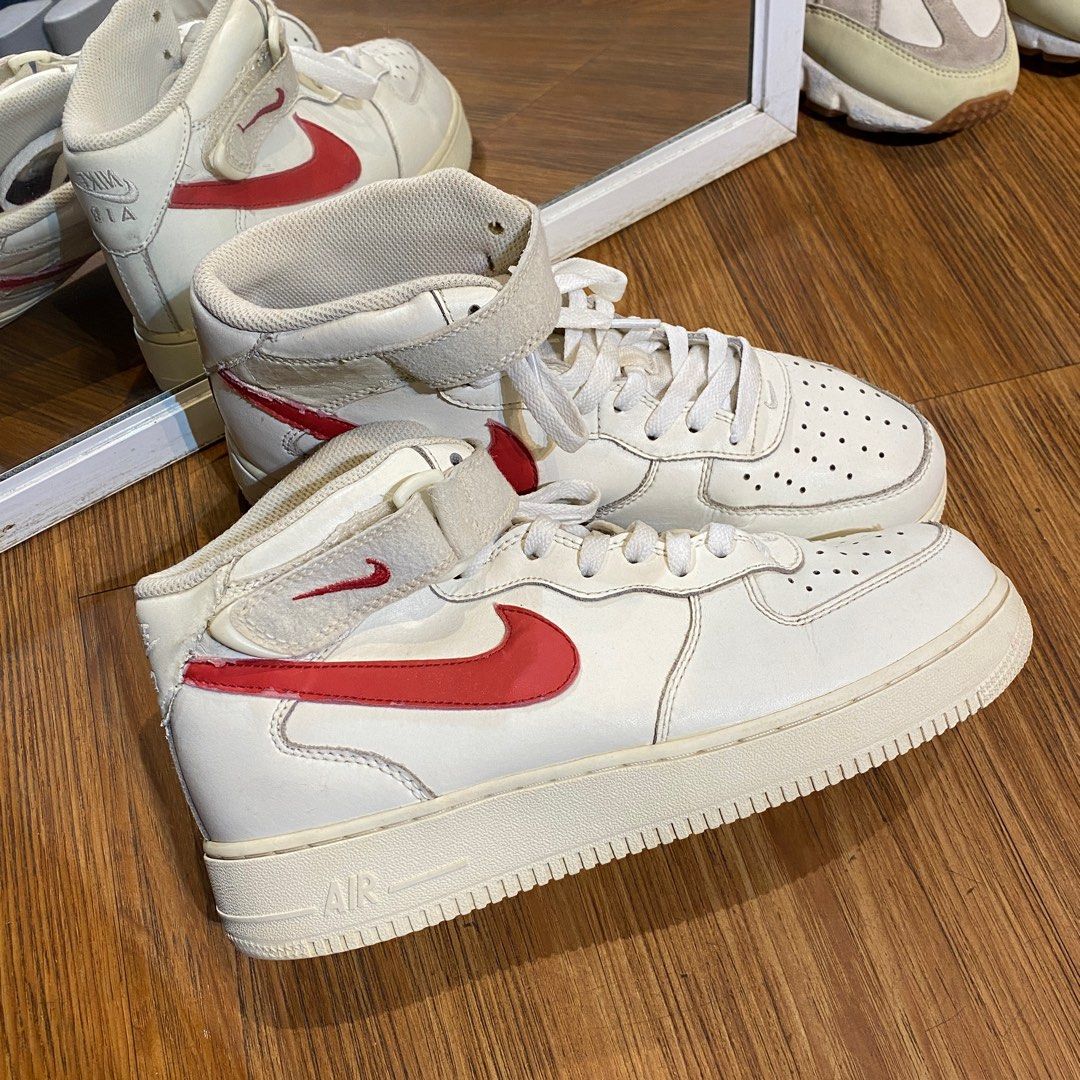 Nike Air Force mid white red casual original murah not af1 wheat