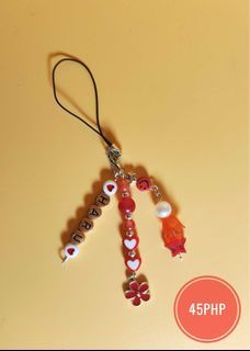 Red Phone Charms Strap with Customized Name