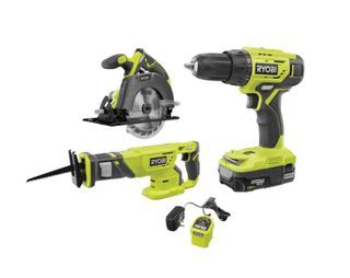RYOBI PCK100K 18V Lithium-Ion Cordless Combo Kit (3-Tool) with (1) 1.5 Ah Battery and Charger (converted to 220V), 24-position clutch and 2-speed gearbox (0 – 450 RPM and 0 - 1,750 RPM), Brand new in box