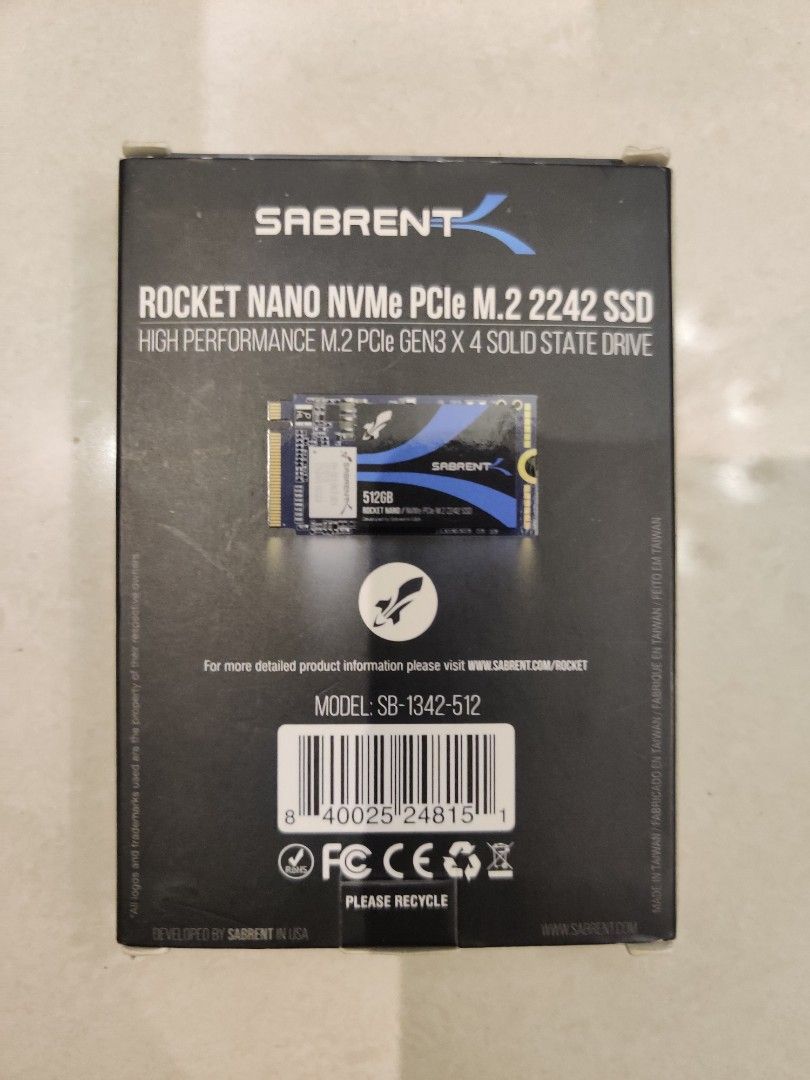 Sabrent 512gb Rocket Nvme Pcie M2 2242 Dram Less Low Power Internal High Performance Ssd Rw 2202