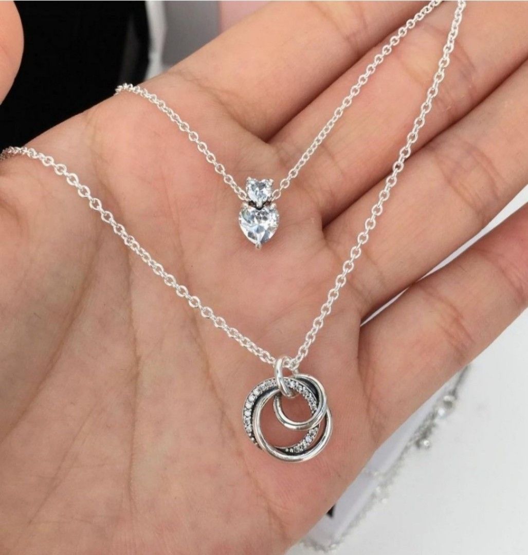Heart Necklace Moments Studded Chain 925 Sterling Silver Pandora Jewelry  For Women Men 2023 Valentine's Day Gift N172