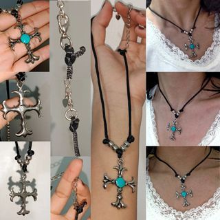 Silver Cross Necklace ✝️  inspo:  misa amane, mello, death note, ethel cain,  goth, emo, christian, catholic, chrome hearts, dark coquette, fatal frame
