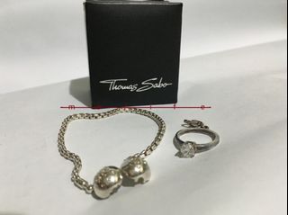 Thomas Sabo karma club silver 925 chain with ring stone charm bracelet marigold trade to gold or Tiffany