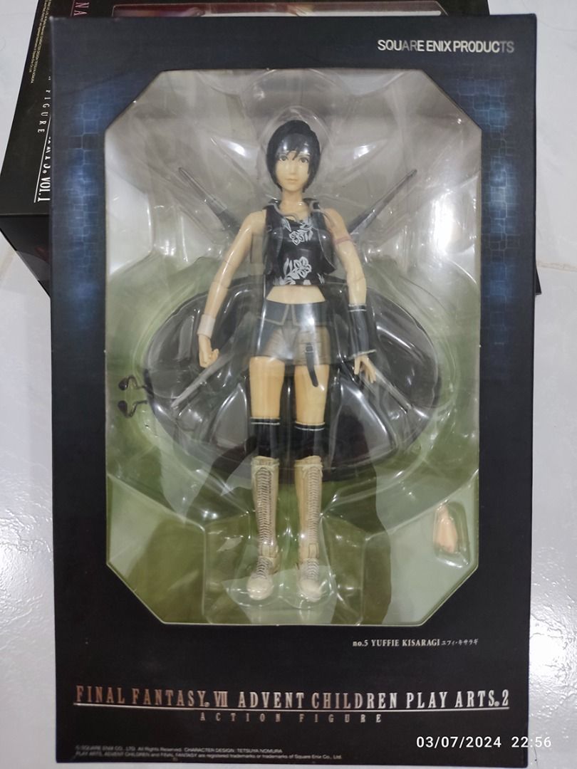 Yuffie, Yuna - Final Fantasy Play Arts (Category: Figurines & Statues) located in Paranaque City. Submitted by coolcollectorstuff (Listing ID 1291691940, Image 3). Description: Final Fantasy Play Arts Figures All approx. 7 inches tall Yuffie Kisaragi - FFVII Play Arts Vol. 2 MISB 2,500 Yuffie Kisaragi - FFVII Advent Children Play Arts 2 MISB 2,500.