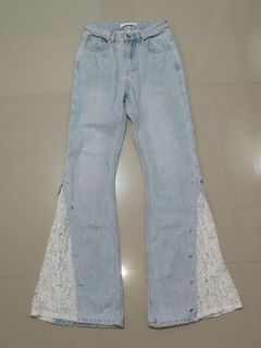 High waisted denim square pants, Women's Fashion, Bottoms, Other Bottoms on  Carousell