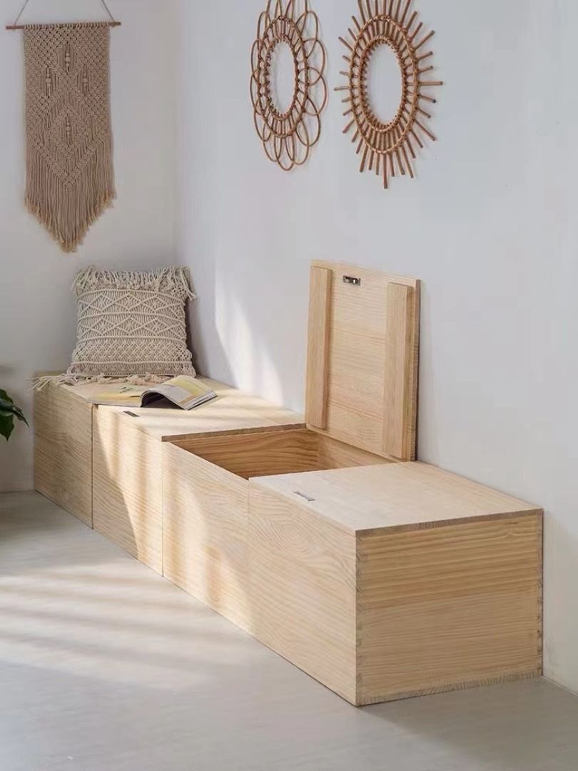 Wood Crate Storage Box, 傢俬＆家居, 傢俬, 櫃子、組合櫃及置物架 - Carousell