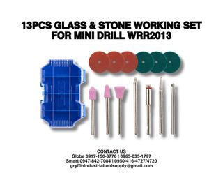 13pcs GLASS & STONE WORKING SET FOR MINI DRILL