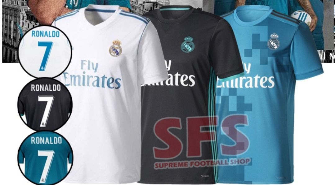 17/18 Real Madrid Retro Jersey (Home/Away/Third), Men's Fashion