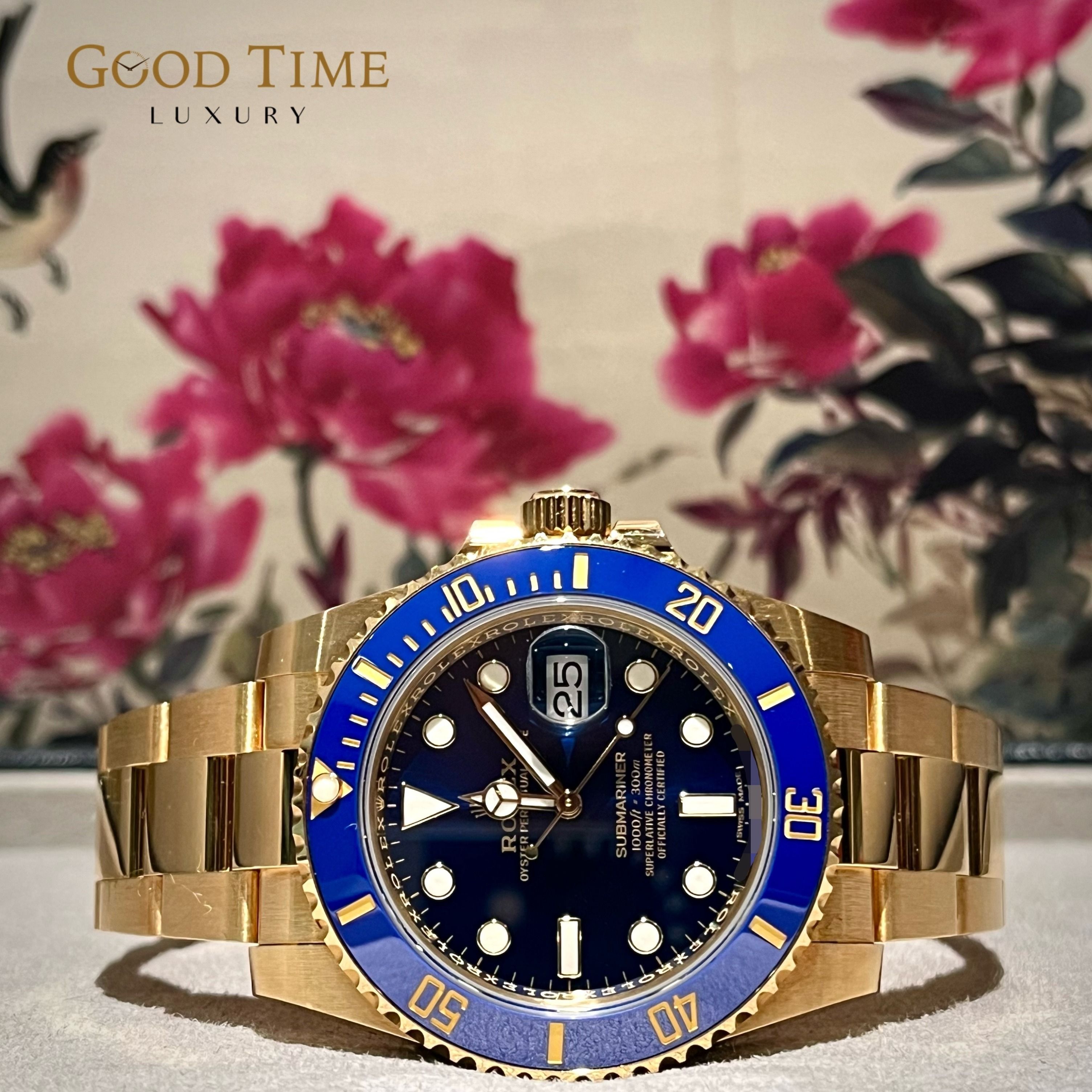 Rolex submariner yellow gold blue top