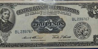 "2" two pesos english series 1961 banknote