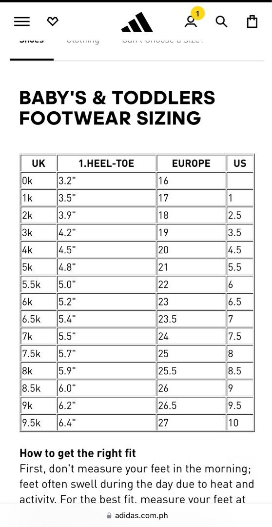 Adidas crib shoes size guide best sale