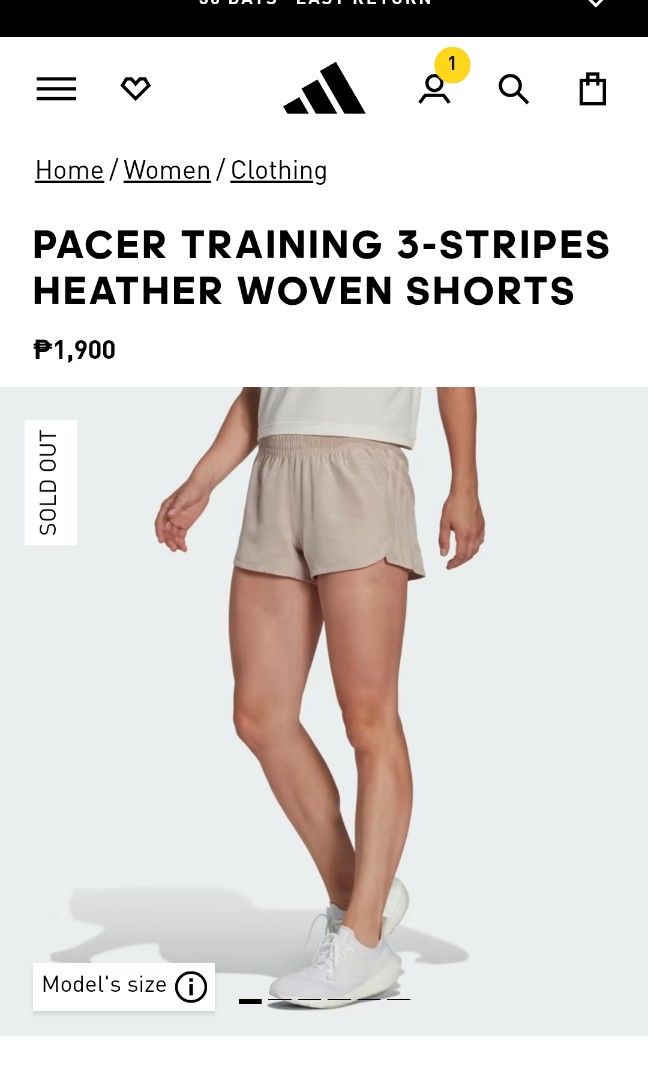 Women's Pacer 3-Stripes Woven Heather Short from adidas