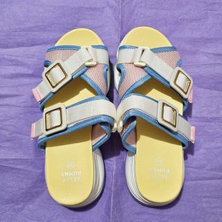 Authentic BKK Jelly Bunny Josie Sea Glass Flats Sandals chunky wedge