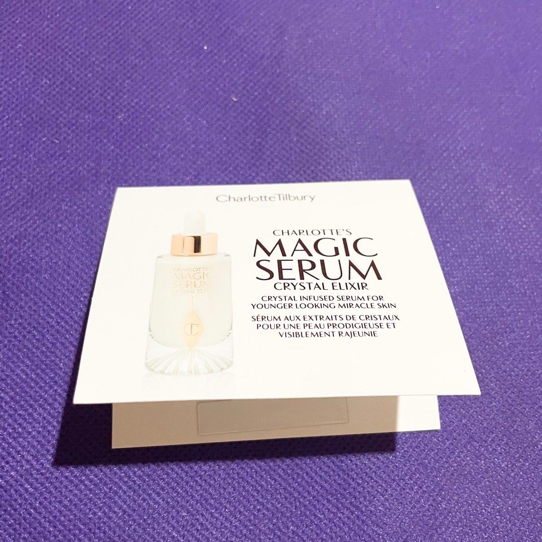 AUTHENTIC Charlotte tilbury magic serum crystal elixir skincare sachet (Category: Face Care) located in Pasig City. Submitted by vanityboutique (Listing ID 1291814391, Image 1). Description: Pm for more details skincare sachet Brand new and authentic Selling low and affordable One of the best selling brands in the world makeup skincare perfume world .