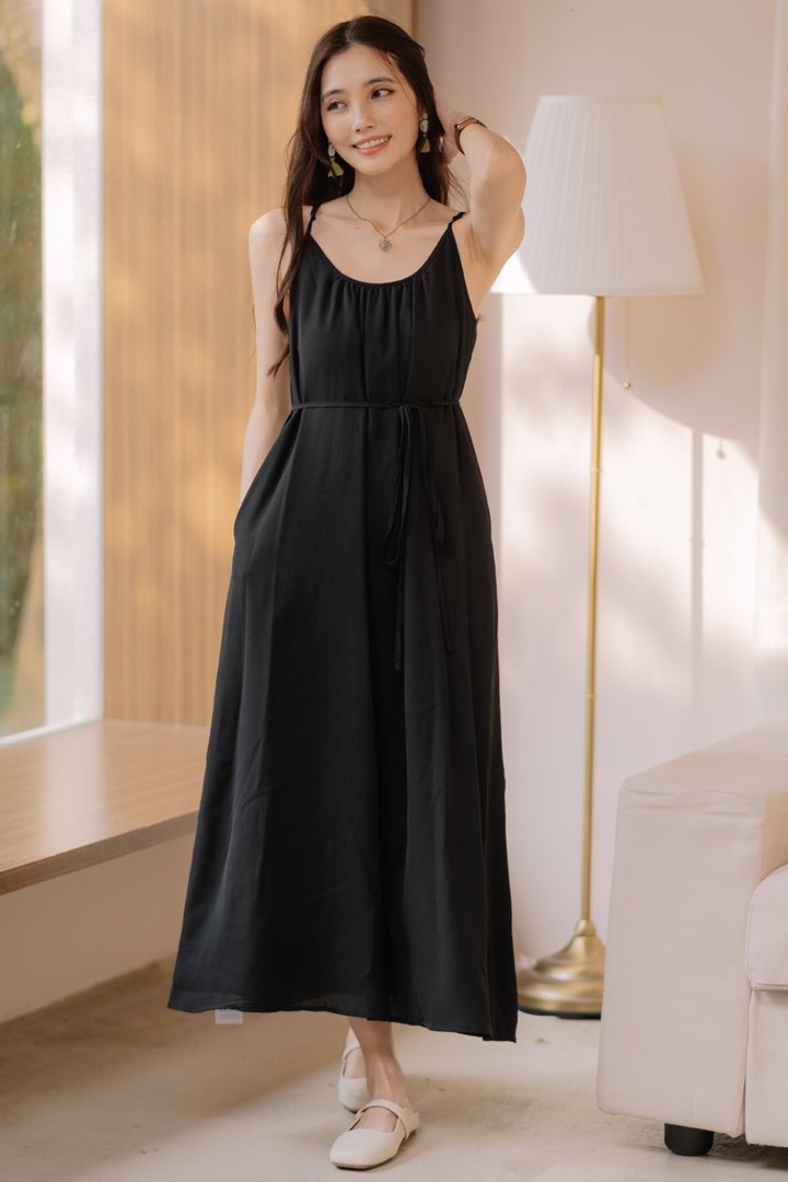 ACW Flowy Basic Cami Maxi Dress in Black