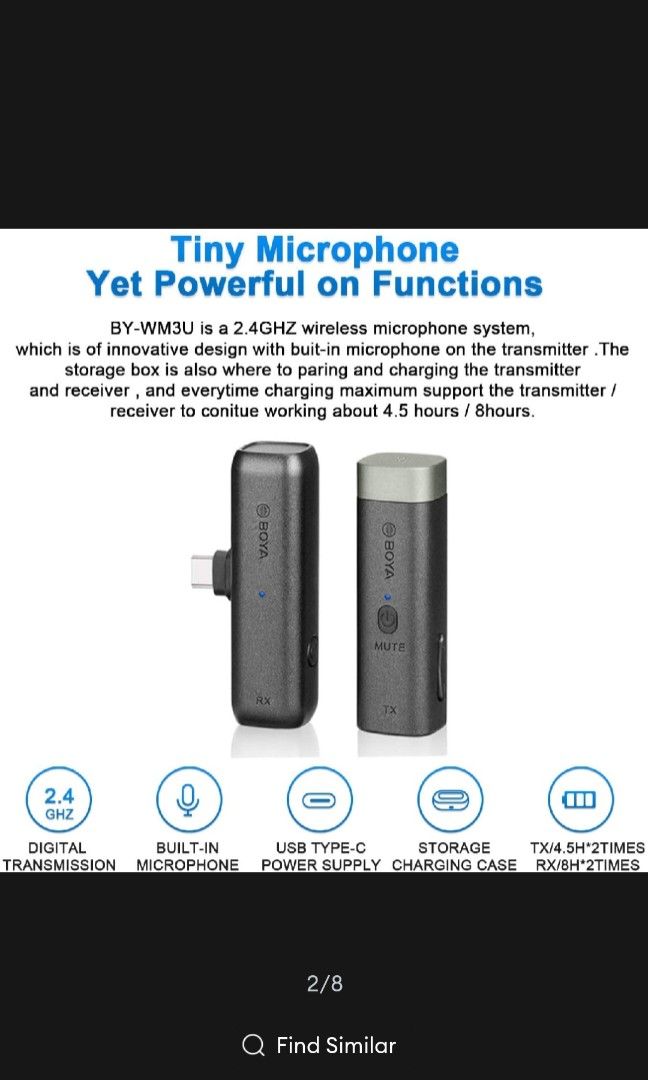 Boya BY-WM3U Wireless Microphone (Category: Microphones) located in Baguio. Submitted by jap_dugenes (Listing ID 1291824980, Image 2). Description: slightly used I can send the video of microphone coming from the phone vs. using Boya. Big difference!.