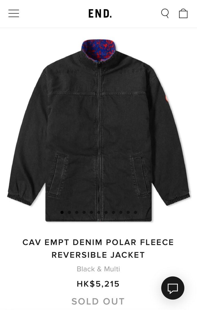 Cav empt denim fleece reversible jacket, 男裝, 外套及戶外衣服